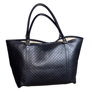 Gucci Black Textured Tote Bag